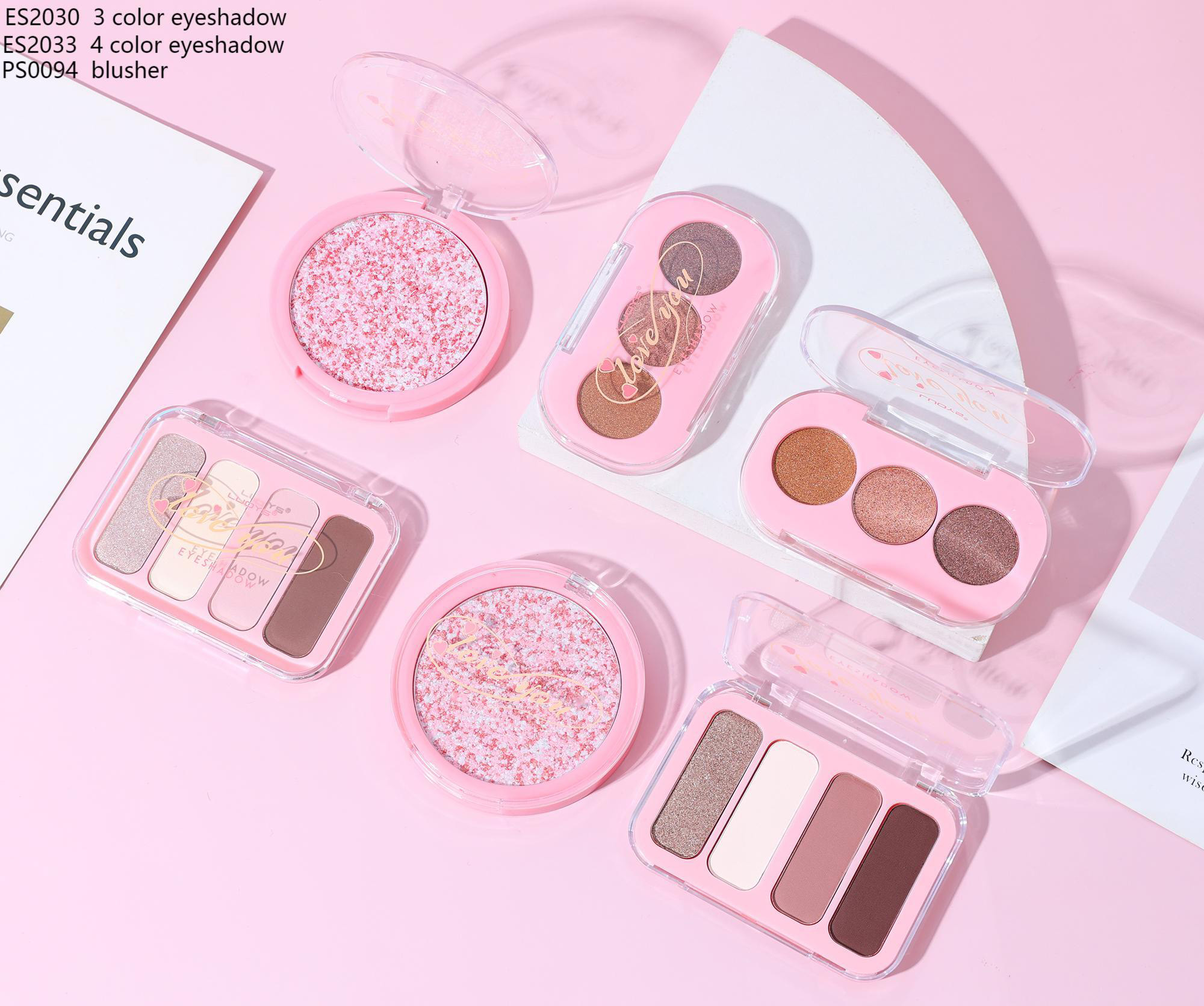 ES2030 3 color eyeshadow ES2033 4 color eyeshadow PS0094 blusher