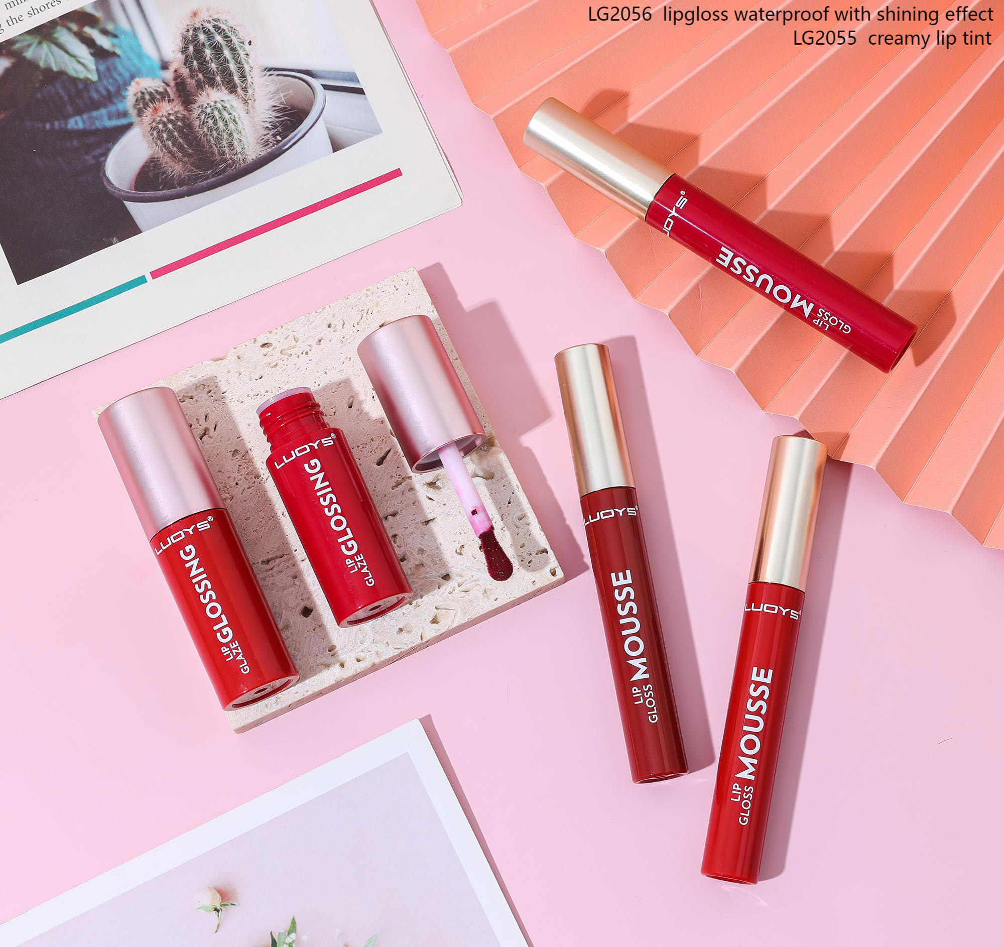 LG2056 lipgloss waterproof with shining effect LG2055 creamy lip tint