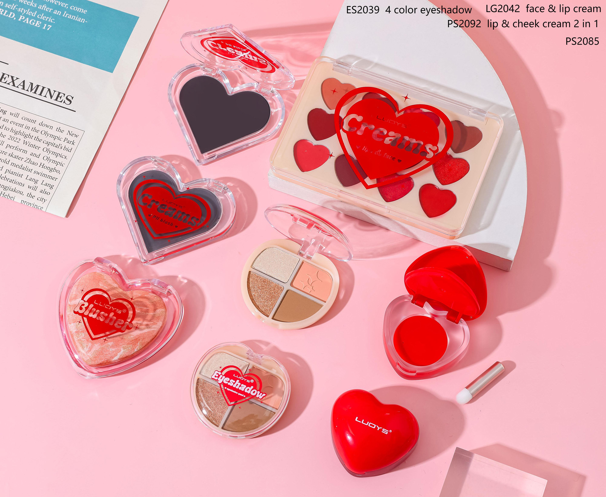 ES2039 4 color eyeshadow LG2042 face & lip cream PS2092 lip & cheek cream 2 in 1 PS2085