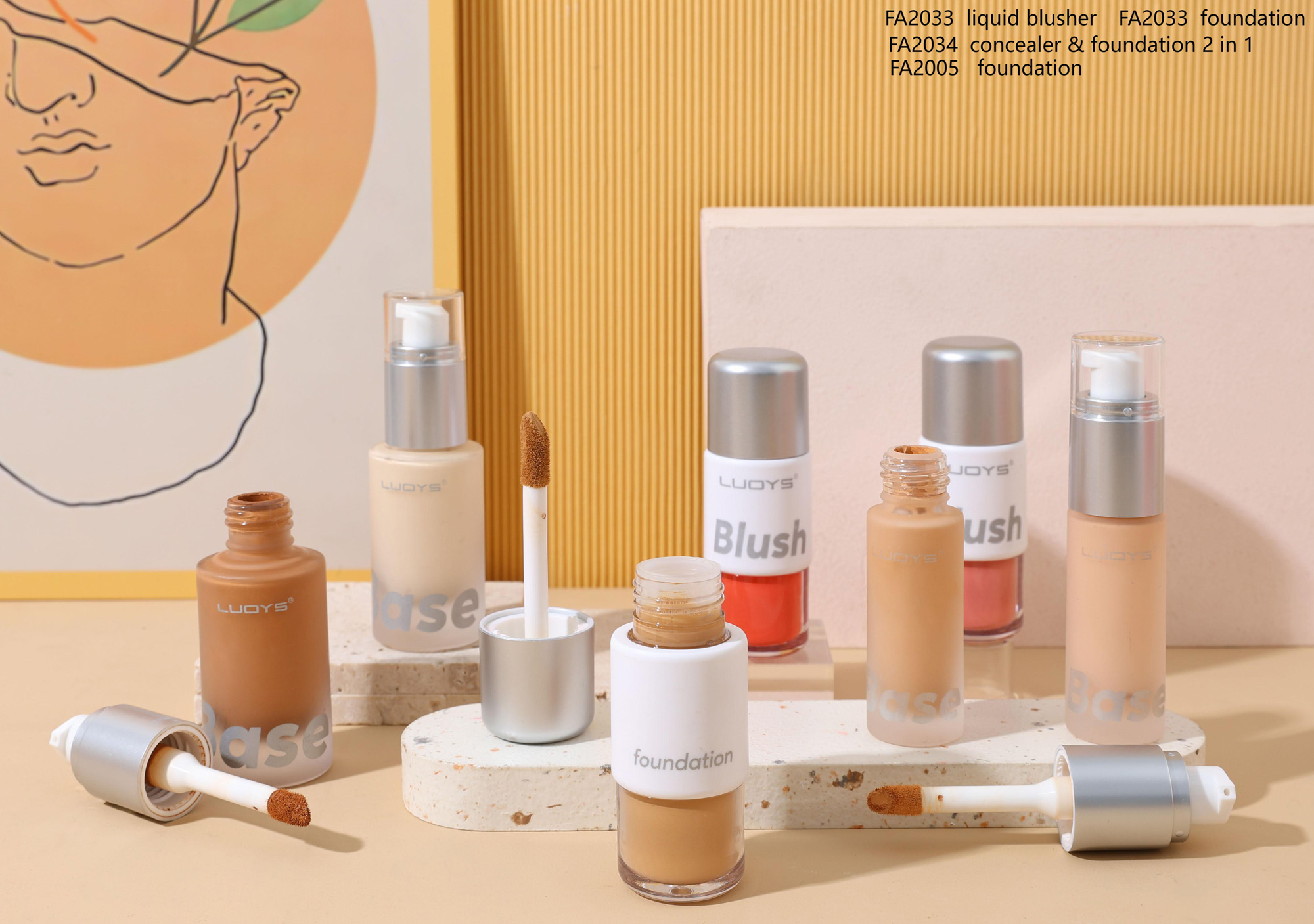 FA2033 liquid blusher FA2033 foundation FA2034 concealer & foundation 2 in 1 FA2005 foundation