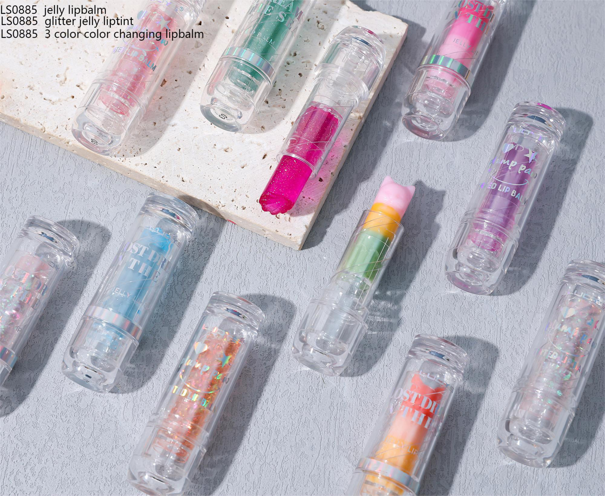LS0885 jelly lipbalm LS0885 glifter jlly liptint LS0885 3 colorcolor changing lipbalm