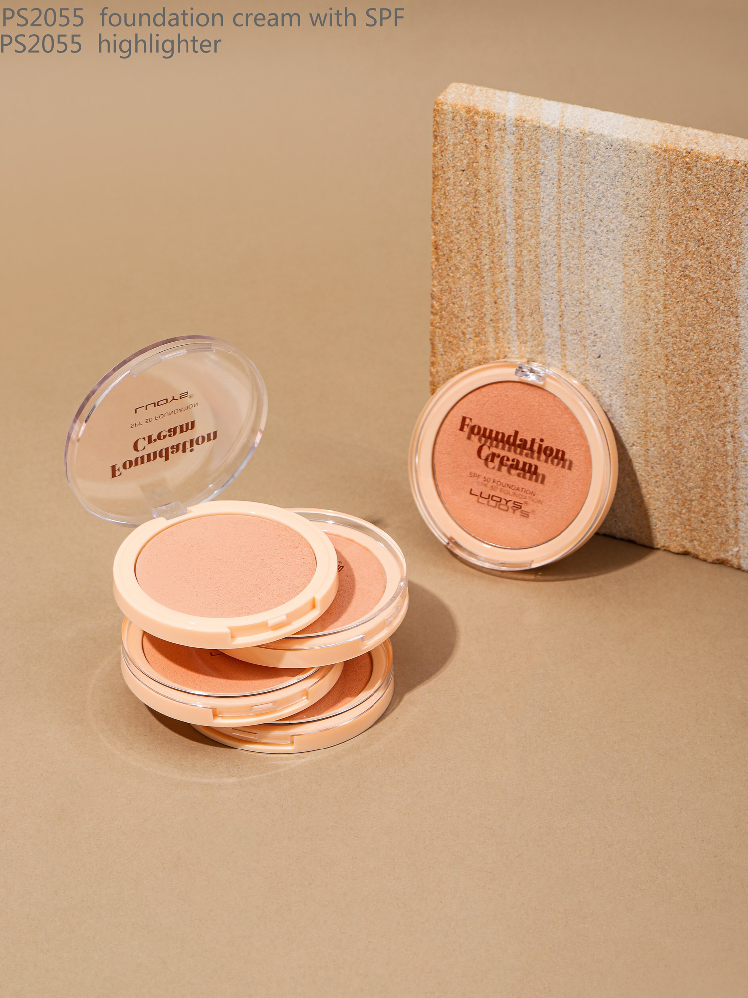 PS2055 foundation cream with SPF PS2055 highlighter