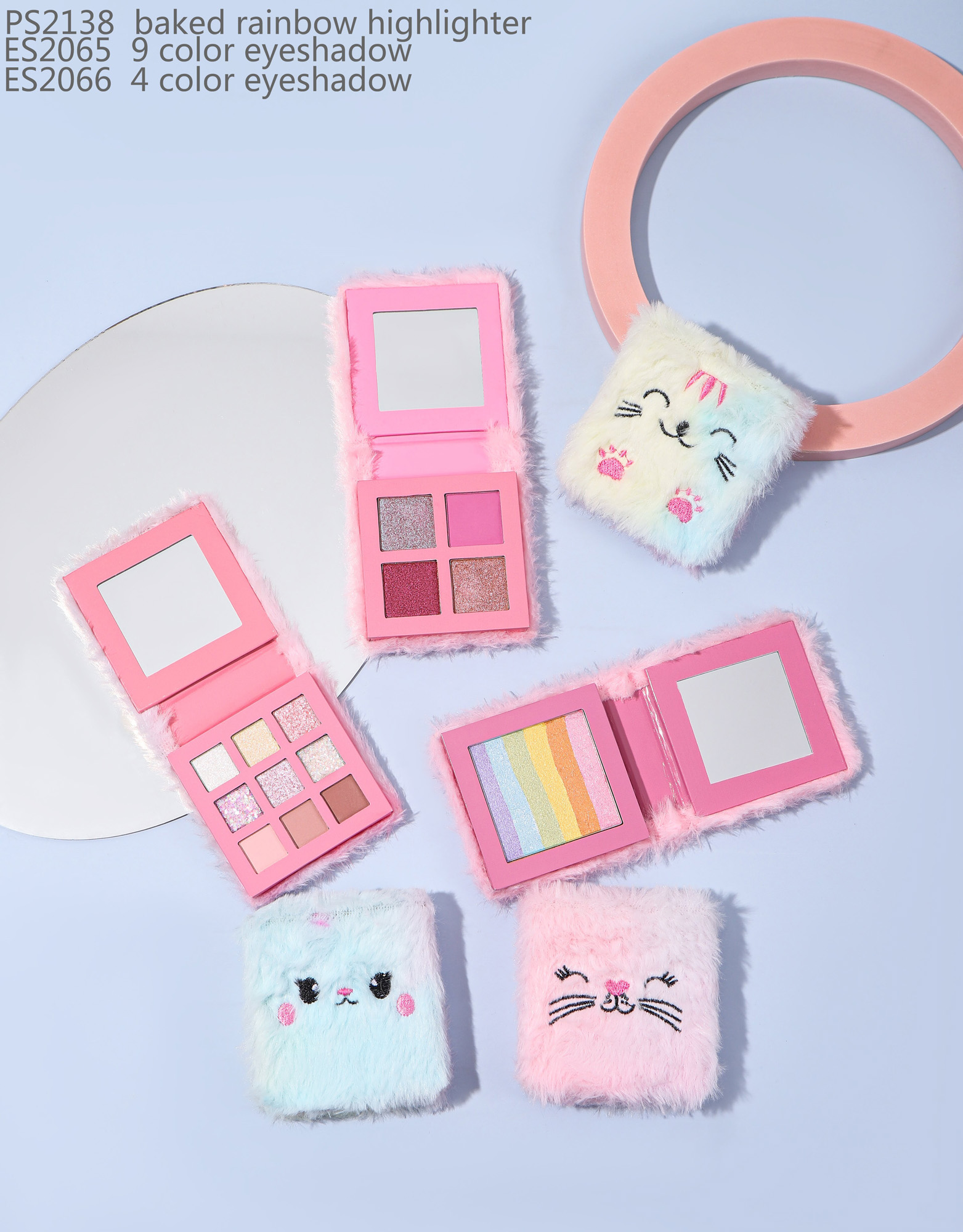 PS2138 baked rainbow highlighter ES2065 9 color eyeshadow ES2066 4 color eyeshadow