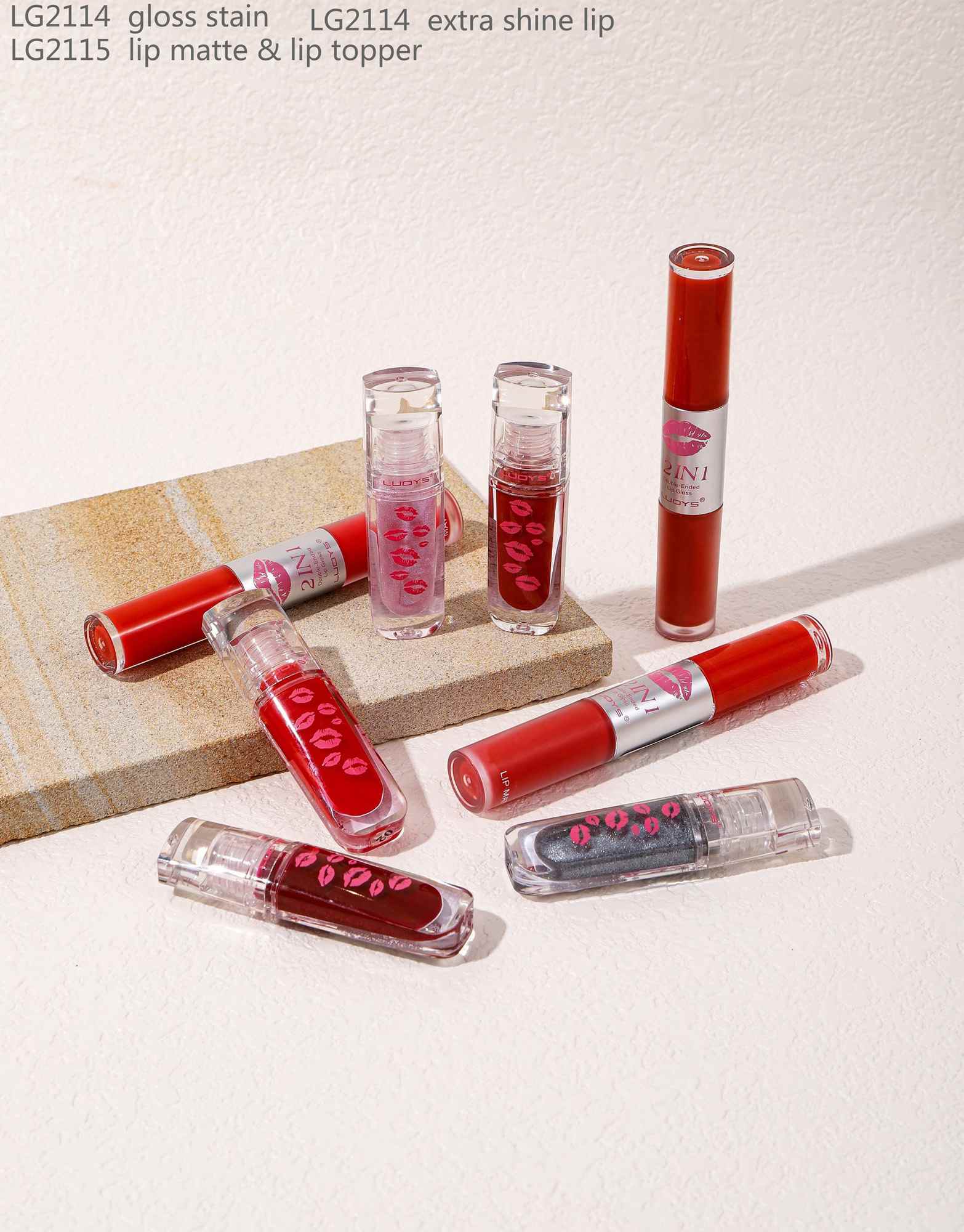 LG2114 gloss stain LG2114 extra shine lip LG2115 lip matte & lip topper